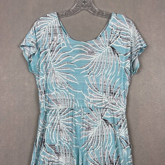 Clara Sun Woo Jumpsuit Wide Leg Crop Small Blue Tropical Palms Pockets - Picture 14 of 16